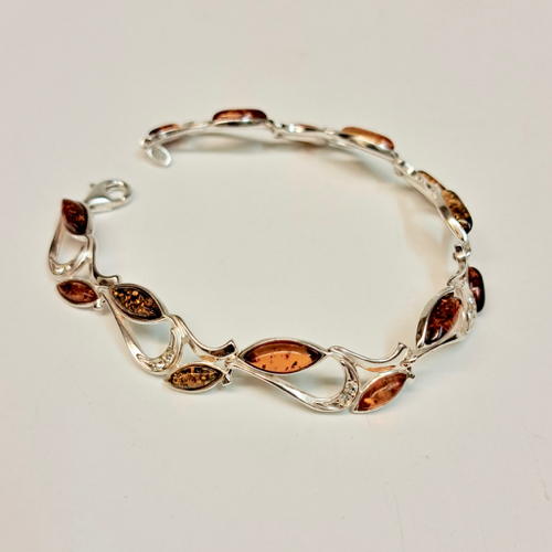 HWG-2321 Bracelet, Rum Amber and Sterling SIlver Florentine $95 at Hunter Wolff Gallery